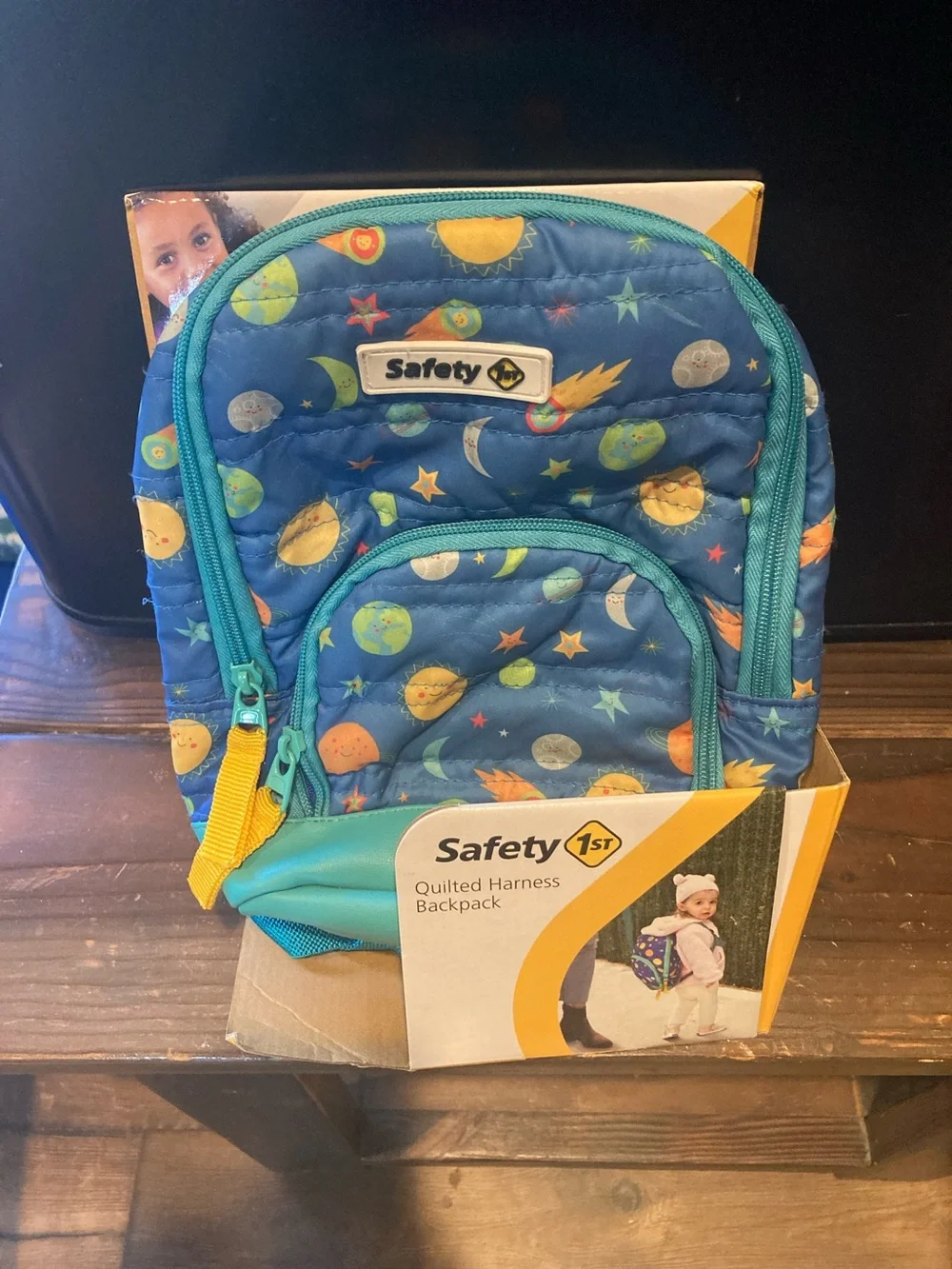 NWT Safety 1st Harness Backpack - Blue Space Print